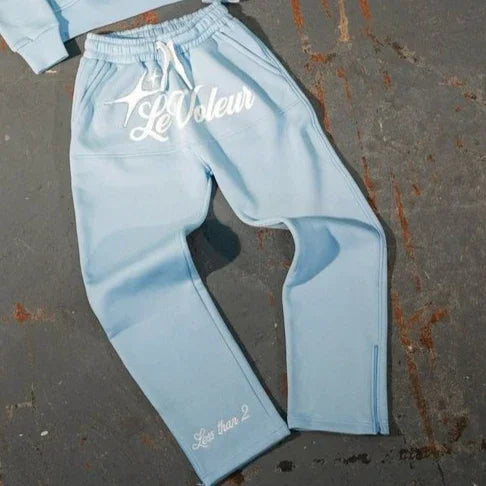 Retro Letter Print Two-piece Set - Lifestyle