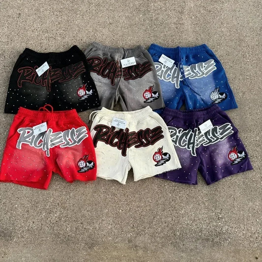 Rhinestone Letter Print shorts