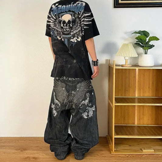 Embroidery Pattern Baggy Jeans - Lifestyle