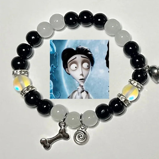 Corpse bride inspired matching bracelets Y2K Jewelry Handmade - Lifestyle